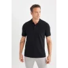 Defacto C1293 Siyah Regular Fit Basic Düz Kısa Kollu Pike Polo Tişört