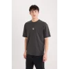 Defacto E1485 Antrasit Boxy Fit Bisiklet Yaka Sırt Baskılı Kısa Kollu Tişört