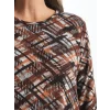 LC WAIKIKI KAHVERENGİ Bisiklet Yaka Desenli Uzun Kollu Kadın Bluz