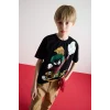 Defacto E3108 Siyah Erkek Çocuk Looney Tunes Bisiklet Yaka Kısa Kollu Tişört