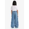 Defacto D9695 Mavi Kız Çocuk Wide Leg Kargo Geniş Bol Paça Jean Pantolon