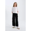 Defacto D7373 DENIM Kız Çocuk Wide Leg Kargo Geniş Paça Jean Pantolon