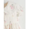 LCW baby Ekru Bebe Yaka Çiçekli Kız Bebek Elbise