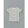 LCW Kids Ekru Çizgili Fırfırlı Kız Çocuk Tişört 2li