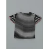 LCW Kids Ekru Çizgili Fırfırlı Kız Çocuk Tişört 2li
