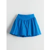 LCW Kids Mavi Beli Lastikli Keten Karışımlı Kız Çocuk Şort Etek
