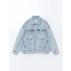 LCW Vision Indigo Gömlek Yaka Oversize Kadın Jean Ceket