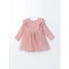LCW baby Pembe Bisiklet Yaka Kız Bebek Tütü Elbise
