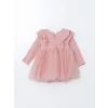 LCW baby Pembe Bisiklet Yaka Kız Bebek Tütü Elbise