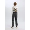 Defacto D7037 Siyah Erkek Çocuk Jogger Fit Jean Pantolon