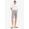 Defacto A4802 Gri Slim Fit Dar Kesim Jean Bermuda Şort