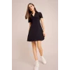 Defacto E5327 Siyah Coool Polo Yaka Fitilli Kaşkorse Kısa Kollu Mini Elbise