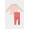 Defacto E5715 Pembe Kız Bebek 2li Takım Kalp Baskılı Uzun Kollu Tişört Beli Lastikli Alt