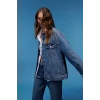 Defacto D8664 Mavi Oversize Geniş Kalıp Jean Ceket