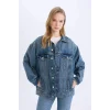 Defacto D8664 Mavi Oversize Geniş Kalıp Jean Ceket