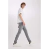 Defacto D9782 Gri Pedro Slim Fit Dar Kalıp Normal Bel Dar Paça Jean Pantolon