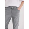 Defacto D9782 Gri Pedro Slim Fit Dar Kalıp Normal Bel Dar Paça Jean Pantolon