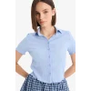 Defacto D4520 Mavi Coool Fitted Bürümcük Kısa Kollu Gömlek