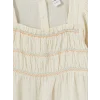 LCW Kids Ekru Basic Müslin Büzgülü Kız Çocuk  Elbise