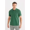 Defacto C1293 Yeşil %100 Pamuk Regular Fit Kısa Kollu Basic Düz Pike Kumaş Polo Tişört
