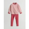 LCW baby Pembe Çizgili Kız Bebek Sweatshirt ve Tayt 2li