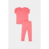 Defacto A0457 Kırmızı Kız Bebek 2li Takım Baskılı Kısa Kollu Fitilli Kaşkorse Tişört Beli Lastikli Alt