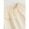 LCW Kids Ekru Kız Çocuk Dantel Yaka Pamuklu Bluz
