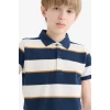 Defacto D7826 Lacivert Erkek Çocuk Çizgili Pike Kısa Kollu Polo Tişört