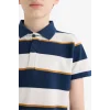 Defacto D7826 Lacivert Erkek Çocuk Çizgili Pike Kısa Kollu Polo Tişört