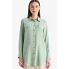 Defacto Z3538 Yeşil Regular Fit Basic Düz Uzun Kollu Tesettür Gömlek Tunik