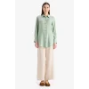 Defacto Z3538 Yeşil Regular Fit Basic Düz Uzun Kollu Tesettür Gömlek Tunik