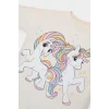 Defacto E5558 Ekru Kız Bebek 2li Takım Unicorn Baskılı Uzun Kollu Tişört İspanyol Paça Tayt