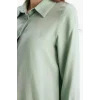 Defacto Z3538 Yeşil Regular Fit Basic Düz Uzun Kollu Tesettür Gömlek Tunik