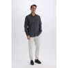 Defacto Z9933 Gri %100 Pamuk Yazlık Jogger Chino Pantolon Beli Bağcıklı Cepli Düz Paça