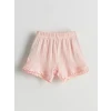 LCW baby Pembe Bisiklet Yaka Kız Bebek Şortlu Pijama Takımı