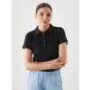 LCWAIKIKI Classic Siyah Polo Yaka Dokulu Kadın Tişört