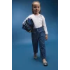 Defacto E7830 Mavi Kız Bebek Paperbag Çiçekli Jean Pantolon