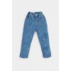 Defacto E7830 Mavi Kız Bebek Paperbag Çiçekli Jean Pantolon