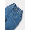 Defacto E7830 Mavi Kız Bebek Paperbag Çiçekli Jean Pantolon