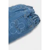Defacto E7830 Mavi Kız Bebek Paperbag Çiçekli Jean Pantolon