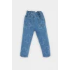 Defacto E7830 Mavi Kız Bebek Paperbag Çiçekli Jean Pantolon