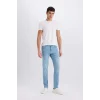 Defacto D0025 Mavi Carlo Skinny Fit Ekstra Dar Kalıp Normal Bel Ekstra Dar Paça Jean Pantolon
