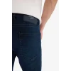 Defacto E8200 İndigo Pedro Slim Fit Dar Kalıp Normal Bel Dar Paça Jean Pantolon