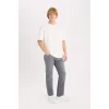 Defacto B7349 Gri Sergio Regular Fit Normal Bel Boru Paça Jean Pantolon