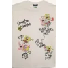 Defacto D9124 Beyaz Coool SpongeBob Oversize Geniş Kalıp Bisiklet Yaka Kısa Kollu Tişört