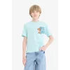 Defacto E4826 Turkuaz Erkek Çocuk Looney Tunes Bisiklet Yaka Kısa Kollu Tişört