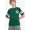 Defacto E4842 Yeşil Erkek Çocuk NBA Milwaukee Bucks Bisiklet Yaka Kısa Kollu Tişört