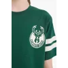 Defacto E4842 Yeşil Erkek Çocuk NBA Milwaukee Bucks Bisiklet Yaka Kısa Kollu Tişört