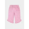 Defacto E7798 Pembe Kız Bebek Krinkıl Viskon 2li Takım Kısa Kollu Tişört Beli Lastikli Çiçekli Pantolon