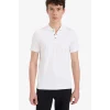 Defacto T5259 Beyaz Slim Fit Dar Kesim Kısa Kollu Dokulu Basic Düz Polo Tişört